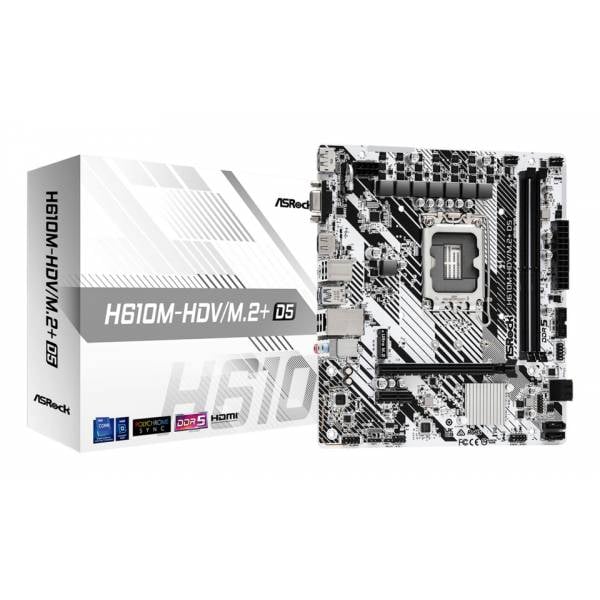 ASRock H610M-HDV/M.2+ Intel H610 2*DDR5 1*M.2 4*SataIII sk1700 HDMI/DisplayPort/VGA mATX
