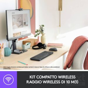 Logitech MK220 Kit Tastiera e Mouse Compatti Wireless Layout IT - immagine 3