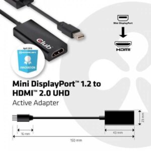 Club3D Adattatore Video miniDP1.2 to HDMI2.0 Active 4K 60Hz 15cm Nero - immagine 5