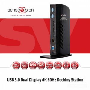 Club3D SenseVision Docking Station USB3.0 Dual Display 4K 60Hz Nero - immagine 4