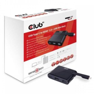 Club3D Mini Dock USB Type-C to HDMI2.0/USB2.0/Type-C Nero - immagine 1