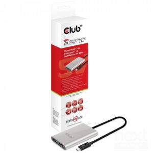Club3D SenseVision Video Splitter Thunderbolt3 to 2*Display Port Grigio - immagine 3