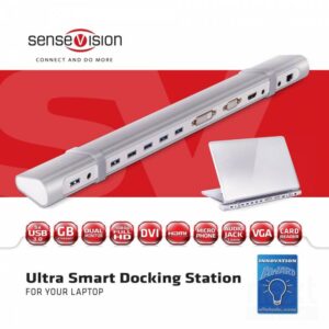 Club3D SenseVision Ultra Smart Dock Station USB3.0 VGA/DVI-D/HDMI RJ-45 MicroSD Silver - immagine 4