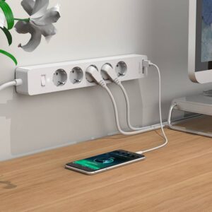 Orico GPC-5A2U-EU Multipresa 5*Schuko 16A 2*USB Charging 2.4A 1.5m Bianco - immagine 4