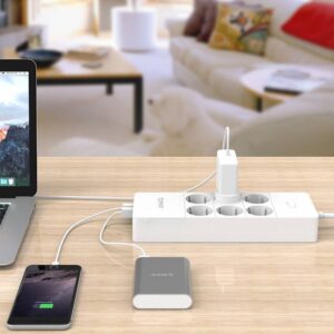 Orico HPC-6A5U-V1-EU Multipresa 6*Schuko 16A 5*USB 8A Bianco - immagine 4
