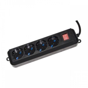 Digitus Multipresa 4*prese ITA/Schuko 10/16A con interruttore e spina 16A Nero - immagine 1