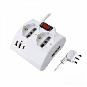 Mediacom Multipresa da Tavolo 2*Schuko 10/16A 2*Bipasso 10/16A 2*USB 5V/2.4A USB-C 5V/3A 1.5m Bianco - immagine 3