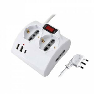 Mediacom Multipresa da Tavolo 2*Schuko 10/16A 2*Bipasso 10/16A 2*USB 5V/2.4A USB-C 5V/3A 1.5m Bianco - immagine 5