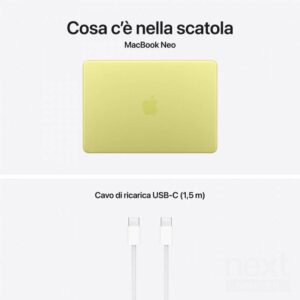 Apple MacBook Neo A18 Pro 6 Core 8GB GPU 5 Core SSD 256GB 13" 2.5K Giallo agrume MacOS - immagine 3