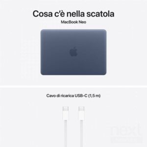 Apple MacBook Neo A18 Pro 6 Core 8GB GPU 5 Core SSD 256GB 13" 2.5K Indaco MacOS - immagine 3