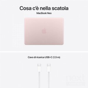 Apple MacBook Neo A18 Pro 6 Core 8GB GPU 5 Core SSD 512GB 13" 2.5K Rosa pastello MacOS - immagine 3