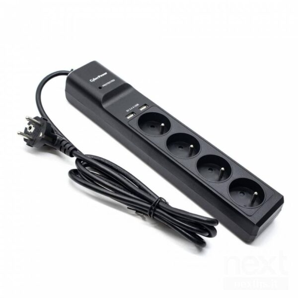 CyberPower P0420SUD0-DE Regleta Multipresa 4*Schuko 10A 2*USB 2,4A 1,8m Nero