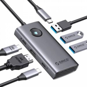 Orico PW11-10P Docking Station USB-C to 3*USB3.0/USB-C/HDMI/VGA/SD/TF/GLAN - immagine 4