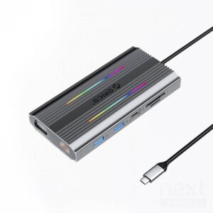 Orico XDR-X1 Docking Station RGB USB-C to USB-C3.0/2*USB3.1/USB2.0/USB-C3.1/2*HDMI/VGA/SD/TF/GLAN - immagine 2
